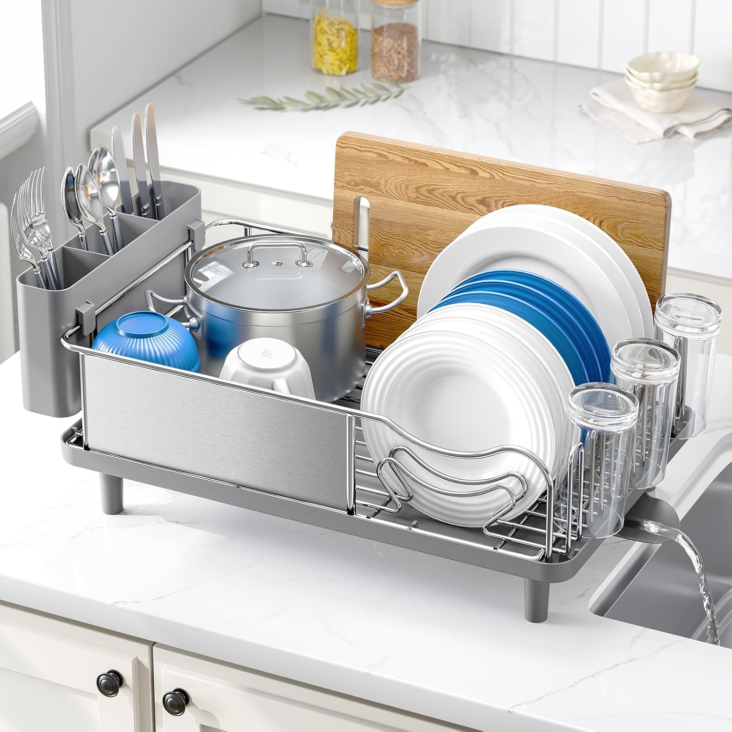 Urackify Stainless Steel Dish Drying Rack for Kitchen Counter, 16.9" x12.4"
