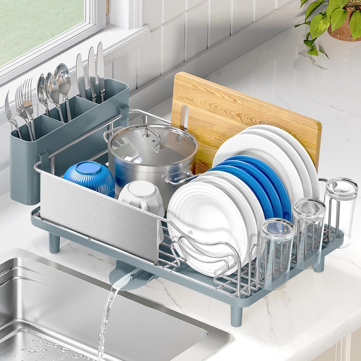 Urackify Stainless Steel Dish Drying Rack for Kitchen Counter, 16.9" x12.4"